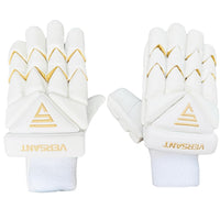 Versant OG Right Hand Batting Gloves – Adult White/Gold (Cut Finger Shock Absorber Protection with Sheep Leather Palm) - Best Price online Prokicksports.com