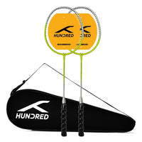 Hundred Powertek Ultra X Strung Badminton Set (2 Racquets) | Lightweight Aluminium Frame with Head-Heavy Balance, Full Cover | Beginner Friendly Combo Kit - Best Price online Prokicksports.com
