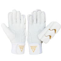 Versant OG Right Hand Batting Gloves – Adult White/Gold (Cut Finger Shock Absorber Protection with Sheep Leather Palm) - Best Price online Prokicksports.com