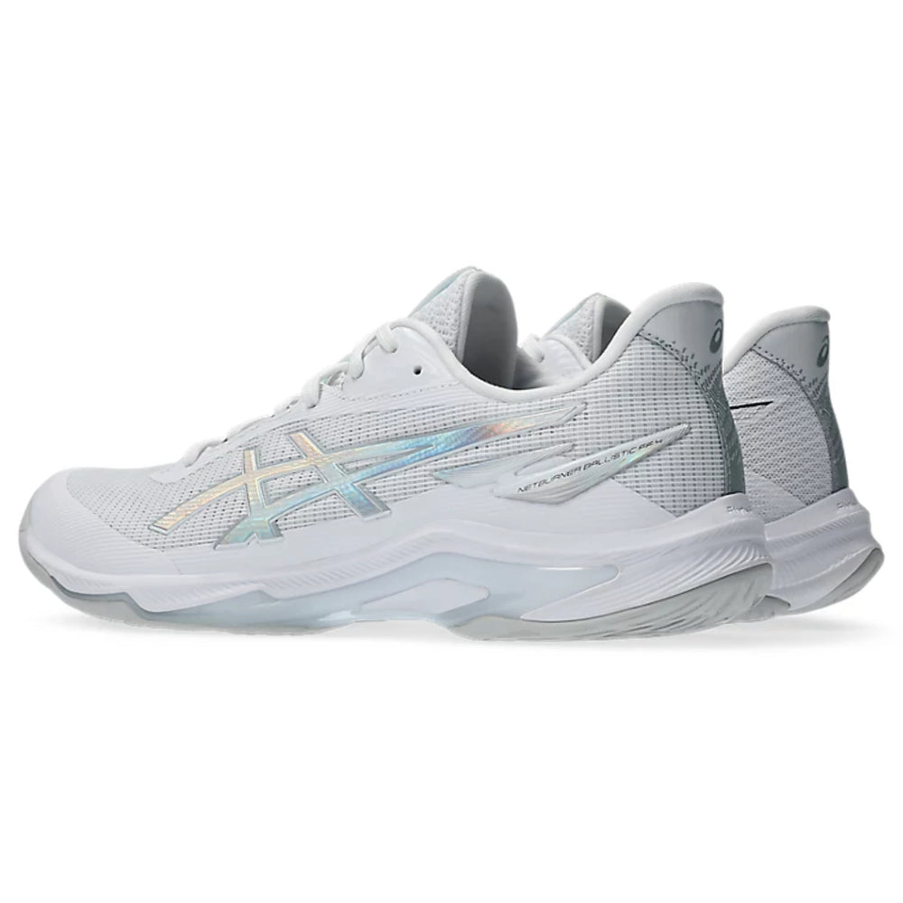 ASICS NETBURNER BALLISTIC FF 4 Unisex Badminton Shoes | Lightweight Stability with FLYTEFOAM Cushioning | White/Pure Silver - Best Price online Prokicksports.com