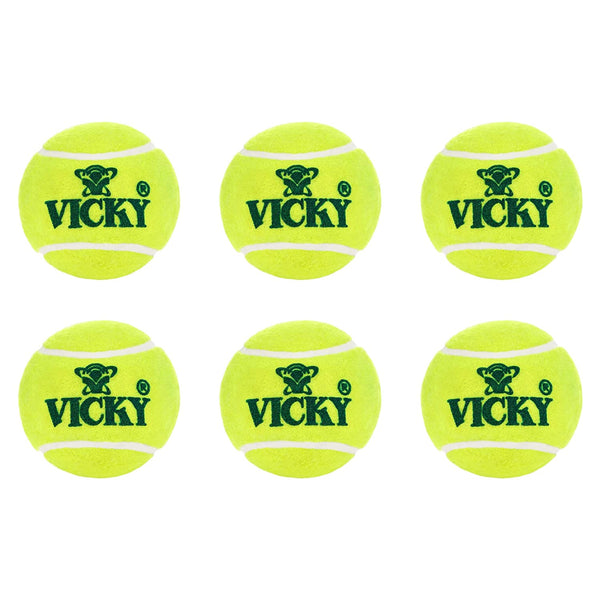 Vicky Yellow Light Multipurpose Tennis & Cricket Ball (Pack of 6)