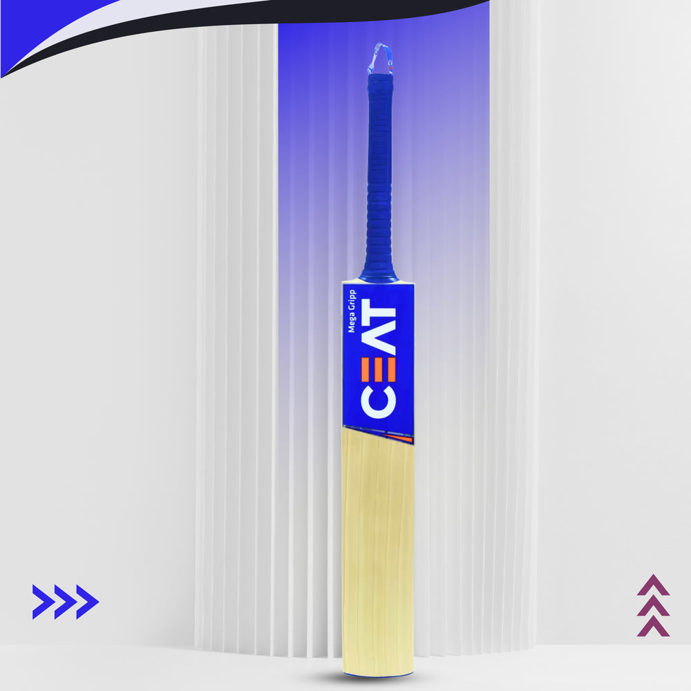CEAT Mega Gripp English Willow Cricket Bat, Short Handle | Grade 4A Willow with Thick Edges & Superior Grip Control