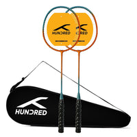 Hundred Powertek Ultra X Strung Badminton Set (2 Racquets) | Lightweight Aluminium Frame with Head-Heavy Balance, Full Cover | Beginner Friendly Combo Kit - Best Price online Prokicksports.com