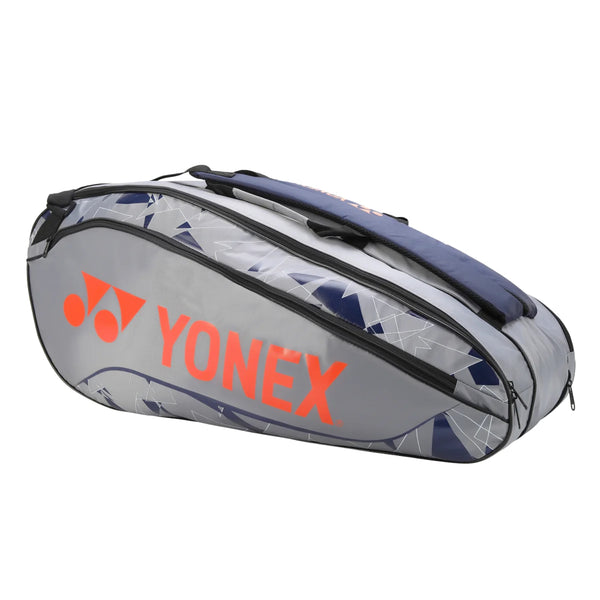 Yonex ACE1-Q014-2329-T01-S Badminton Racquet Bag Gray/Cherry Tomato | Lightweight & Durable Sports Bag | Spacious Backpack for Racquets, Shoes & Accessories