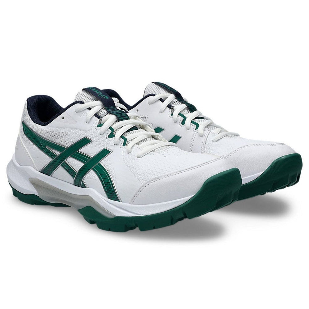 ASICS Unisex Gel-Peake 3 Cricket Shoes White/Jasper Green Turf Hard Wicket GEL Cushioning TRUSSTIC Grip