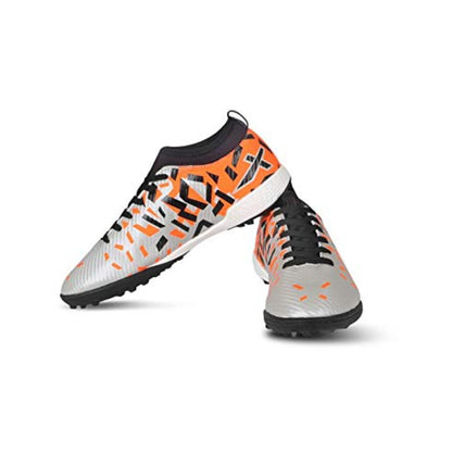 Vector X Flame Indoor Football Shoes – Lightweight Futsal Shoes with Non-Marking Rubber Sole, Superior Grip & Comfort for Indoor Court Play, Silver/Orange - Best Price online Prokicksports.com