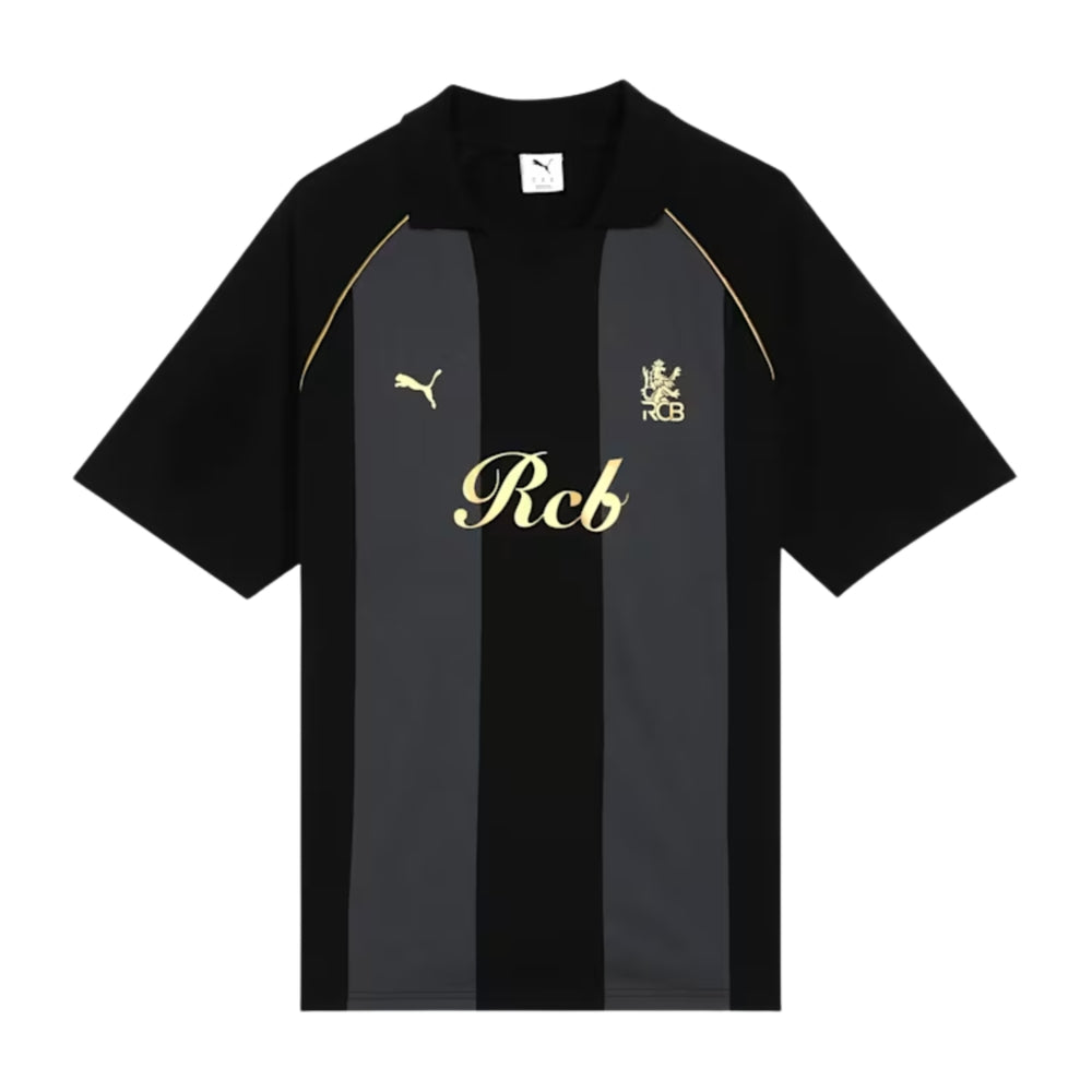 PUMA x RCB Striper Polo II Polo T-Shirt for Men | Classic Collar with Button Placket, Knitted Fabric & Official RCB Branding