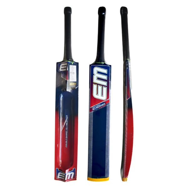 EM Double Barrel All Weather Kashmir Willow Tennis Cricket Bat – SH (Short Handle), Durable Power Bat for Tennis Ball Cricket