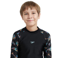 Speedo Printed Long Sleeve Suntop & Aqua Shorts for Boys | Comfortable Swimwear Set for Pool and Beach - Best Price online Prokicksports.com