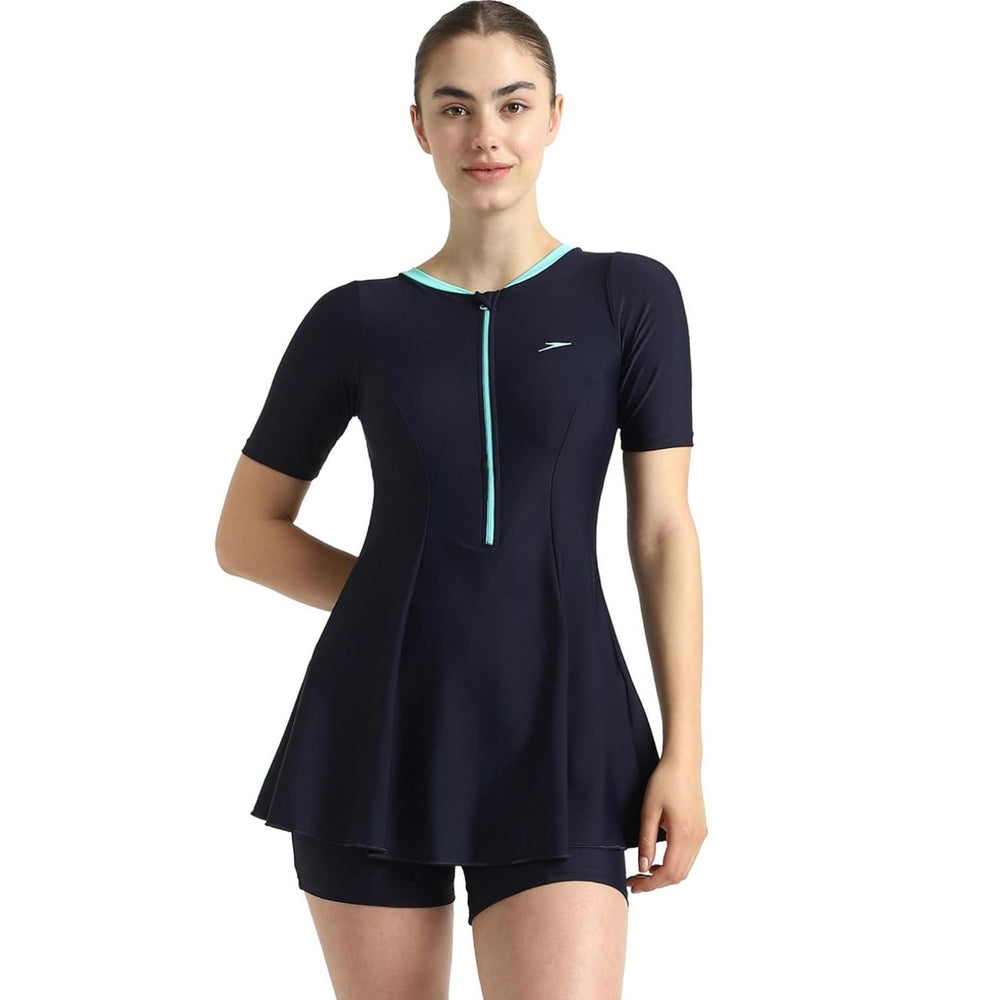 Speedo Women’s Endurance10 Closedback Sleeved Swimdress With Boyleg – Chlorine‑Resistant UPF 40+ Modest Swimwear