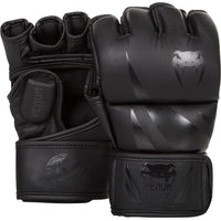 VENUM Challenger 4 oz MMA Gloves – PU Leather Training & Fighting Gloves with Velcro Strap, Small, Blac