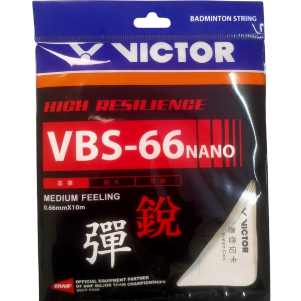 Victor VBS-66N Badminton String – 0.66mm High Resilience String with Medium Feel, Excellent Repulsion & Control for Professional Play
