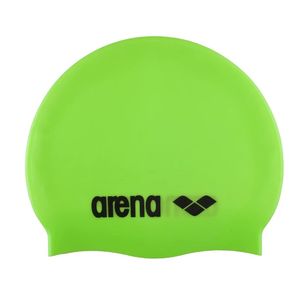 Arena Classic Silicone Swim Cap (AU) – Acid Lime/Black, Durable Stretchable Swimming Cap for Training & Competition