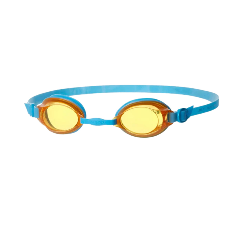 Speedo Jet Swimming Goggles – Adult/Junior | Anti-Fog UV Protection Lenses with Adjustable Nose Bridge, Single Strap Fit & Clear Vision for Swim Training