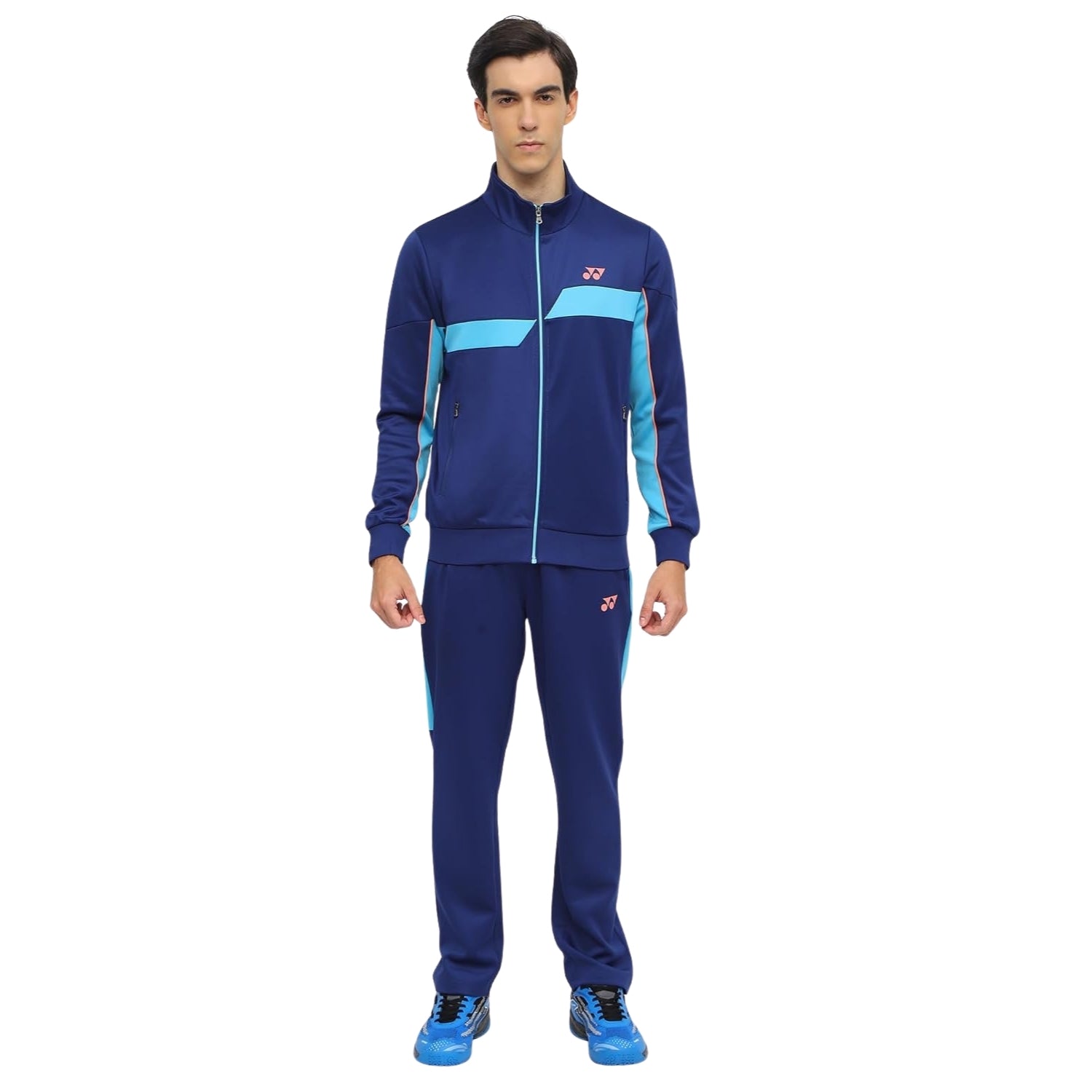 YONEX フード付きジャージ 青 Yonex 3118 Men's Track Suit – Polyester Knit Warm-Up Jacket with