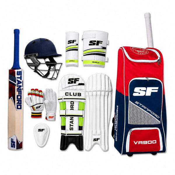 SF Kashmir Willow Cricket Kit with Helmet | Full Cricket Set with Bat, Pads, Gloves, Guard & Helmet | Beginner & Intermediate Players