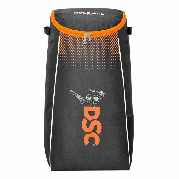 DSC Hold All X2 Cricket Kit Bag – Black/Orange, Large Capacity Cricket Gear Bag with Durable Fabric & Multiple Compartments