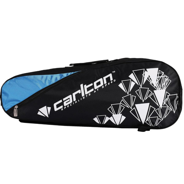 Carlton 1901 Vapour Trail 2 Compartment Racquet Bag, Black Blue | Spacious Dual Racquet Gear Bag for Badminton Players