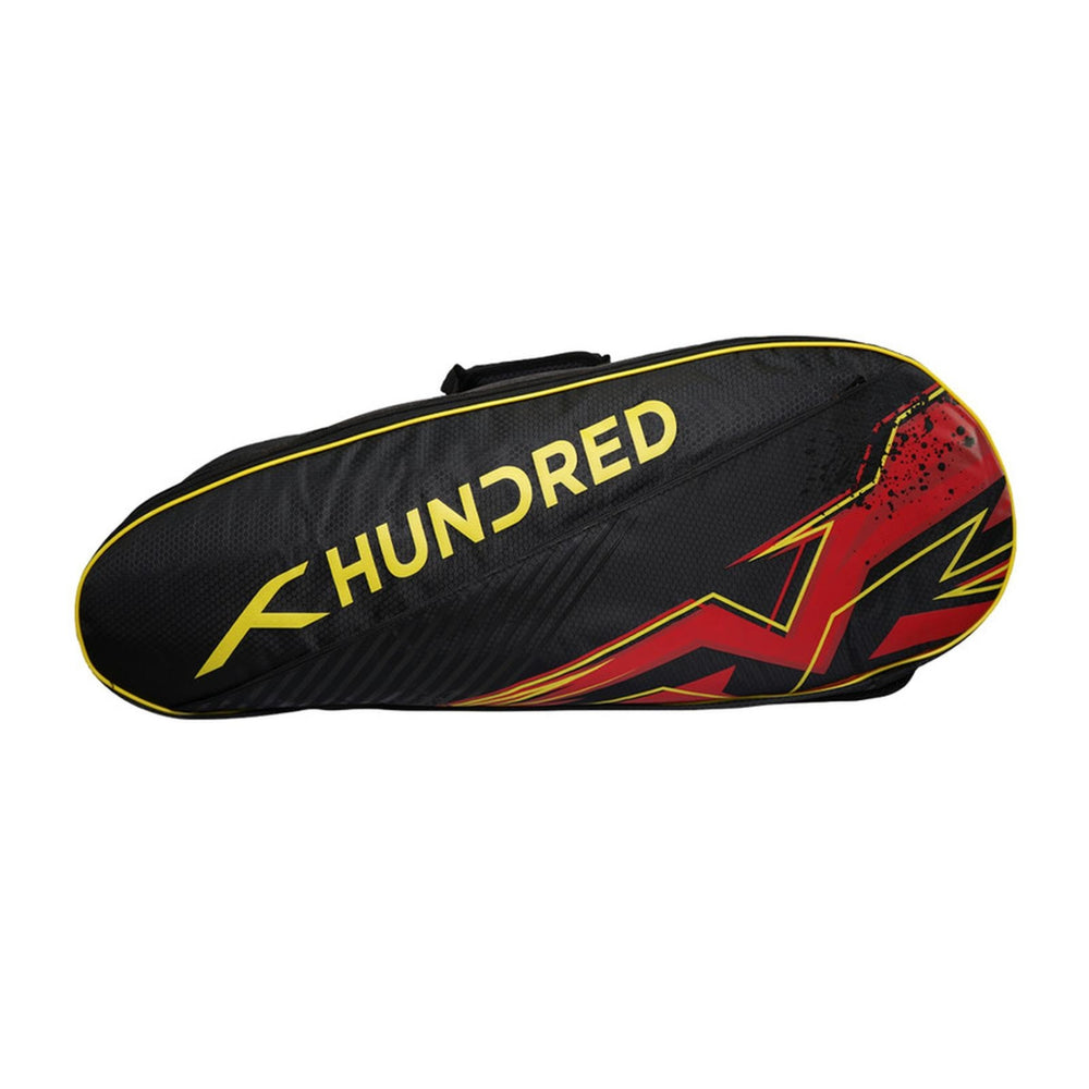 HUNDRED HBCC-2M097-3 6 in 1 Badminton Kitbag – Black | Multi-Compartment Gear Bag for Organized Storage