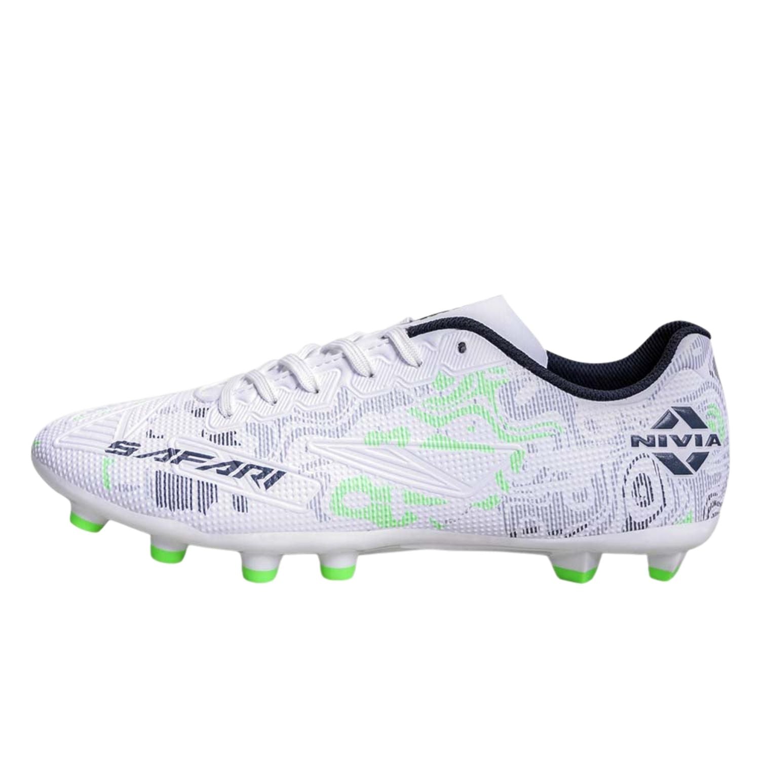 Nivia Safari Football Shoes – PU Synthetic Water-Resistant Upper, 3D Textured Design, TPU Stud Sole, EVA Sockliner | Superior Grip, Speed & Comfort for Hard Ground & Grass - Best Price online Prokicksports.com