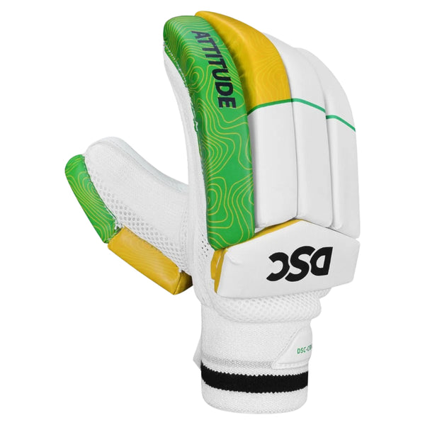 DSC Attitude Left Hand Batting Gloves | PU Finger Roll Protection with Leather Palm, Multi-Layer Foam Padding & Ventilated Design for Comfort & Grip
