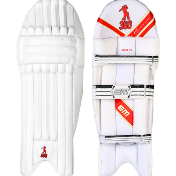 EM 360 Bold Right Hand Cricket Batting Legguard – 360 Bold Pads with Hi‑Density Protection & Knee Socket for Right‑Hand Batsmen