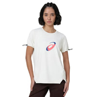 ASICS Drawstring Sleeve SS Top for Women | Round Neck Sports T-Shirt - Best Price online Prokicksports.com