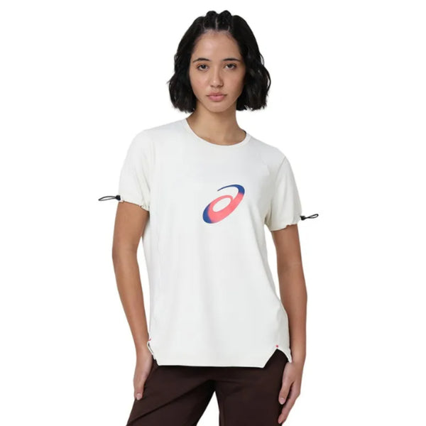 ASICS Drawstring Sleeve SS Top for Women | Round Neck Sports T-Shirt