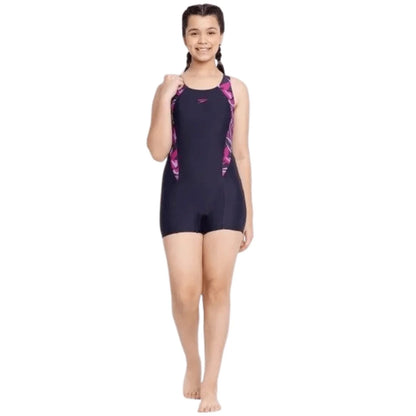 Speedo JF Hyp Boom Sp MSBK Legsuit, True Navy/Berry/Miami | Girls Full-Length Swimsuit with Chlorine Resistance & Stretch Fit - Best Price online Prokicksports.com