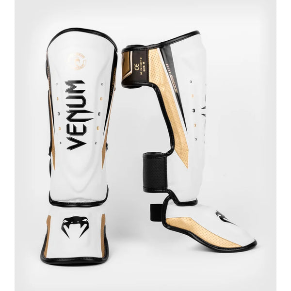Venum Elite 2.0 Standup Shinguards, White/Gold