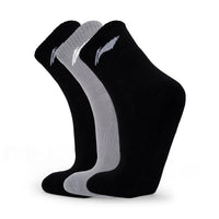 Li-Ning AWLS179-T Cotton Men’s Quarter Socks (Pack of 3) | Cushioned Sports Socks with Arch Support & Breathable Comfort - Best Price online Prokicksports.com