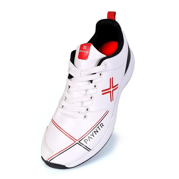 Payntr X Rubber Stud Cricket Shoe, White/Black | Lightweight PU Upper, EVA Midsole, Honeycomb Insole, Pimple Rubber Stud Outsole | Durability, Comfort, and All-Surface Grip