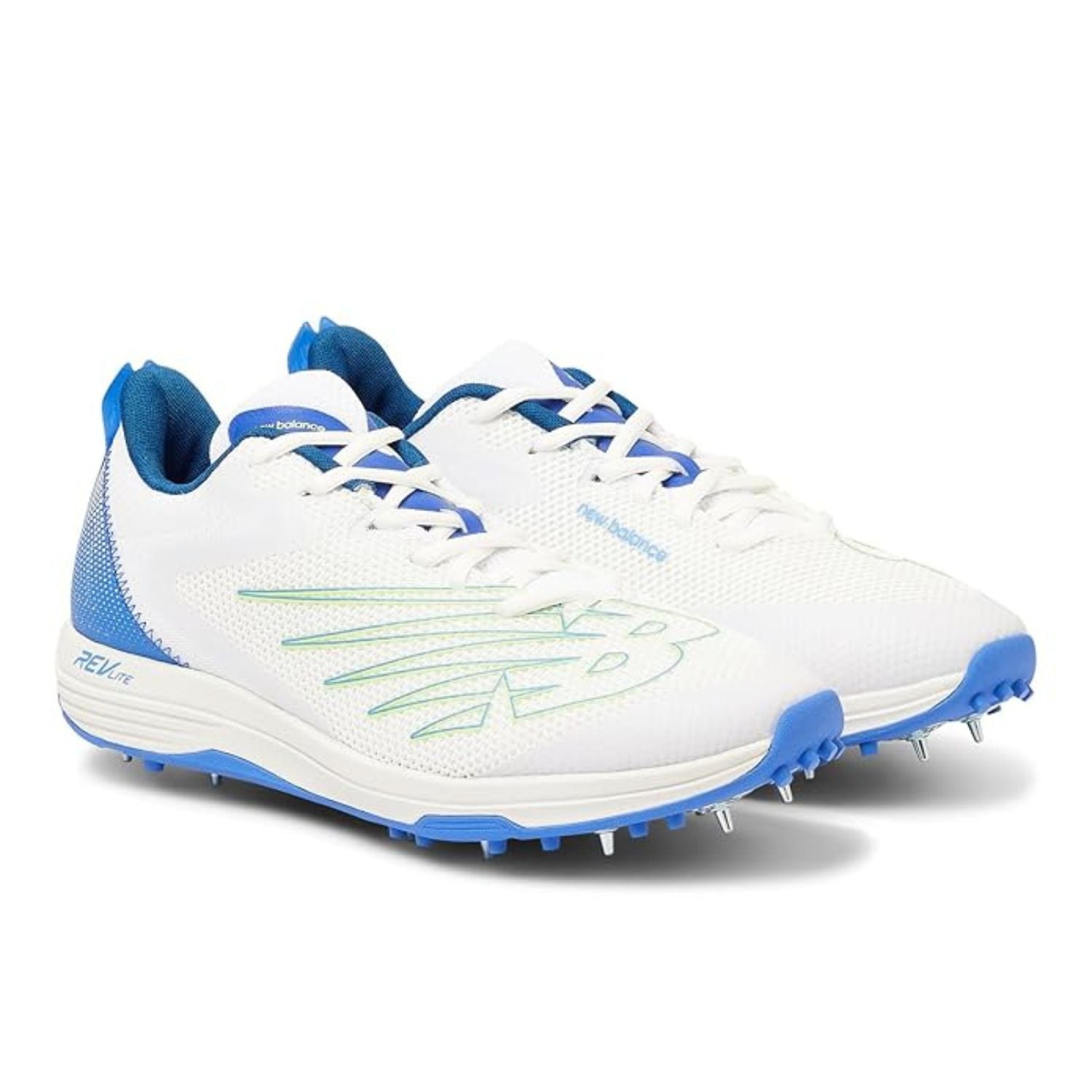 New Balance CK10R5 Metal Spike Cricket Shoes | 11 Removable Spikes | Lightweight Midsole | Breathable Upper - White - Best Price online Prokicksports.com