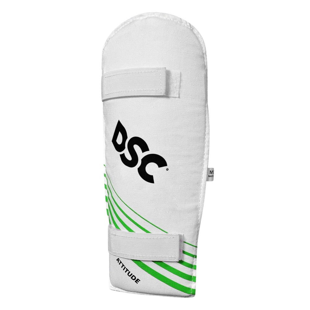 DSC Attitude Elbow Guard – Youth, Green/White, Cotton Fabric with Foam & Fiber Protection, Towel Backing - Best Price online Prokicksports.com