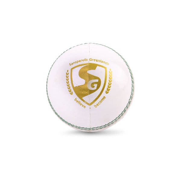 SG Super 50 Cricket Leather Ball, White – Adult, Alum‑Tanned Leather, 2‑Piece Construction, Waterproof Practice & Limited‑Overs Match Ball