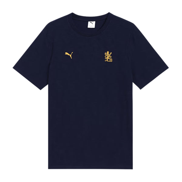 PUMA x RCB Jacquard Tee Round Neck T-Shirt for Men | Premium Jacquard Fabric with dryCELL Technology, Official RCB Branding & Regular Fit