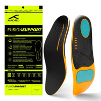 HUNDRED Fusion Support Insoles, Black/Orange/Sea Blue | Orthotic Arch Support Insole with Fusion Gel Cushion & Stability - Best Price online Prokicksports.com