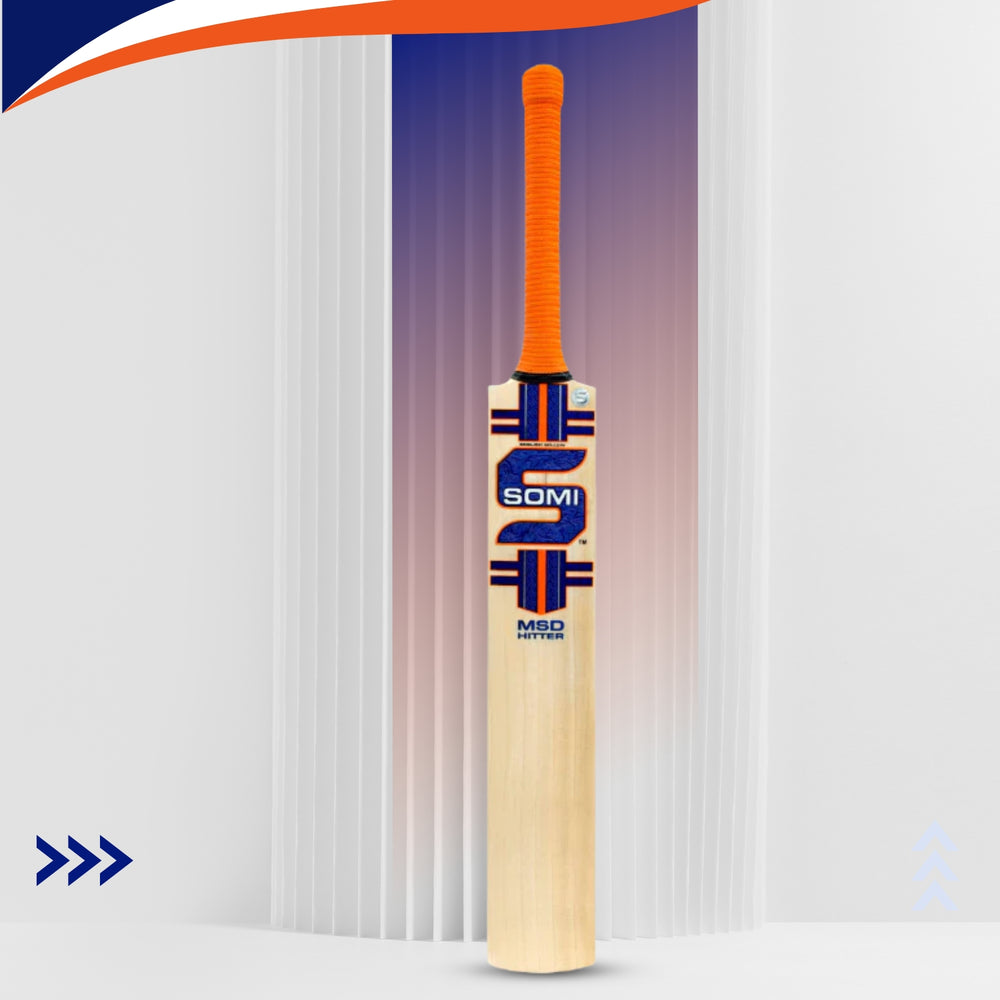 Somi MSD Hitter English Willow Cricket Bat – SH | Premium Grade Willow with Thick Edges, Mid-Low Sweet Spot & Sarawak Cane Handle for Power Hitting