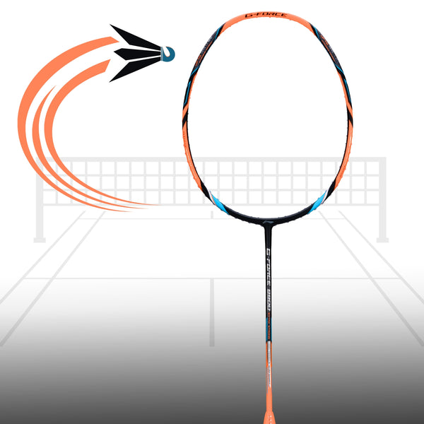 Li-Ning G-Force 8800 Extra Strong Strung Badminton Racquet 3U6 | Head-Heavy Carbon Frame with Dynamic Optimum Frame & 35 lbs Tension for Power Play (Black/Bright Orange)
