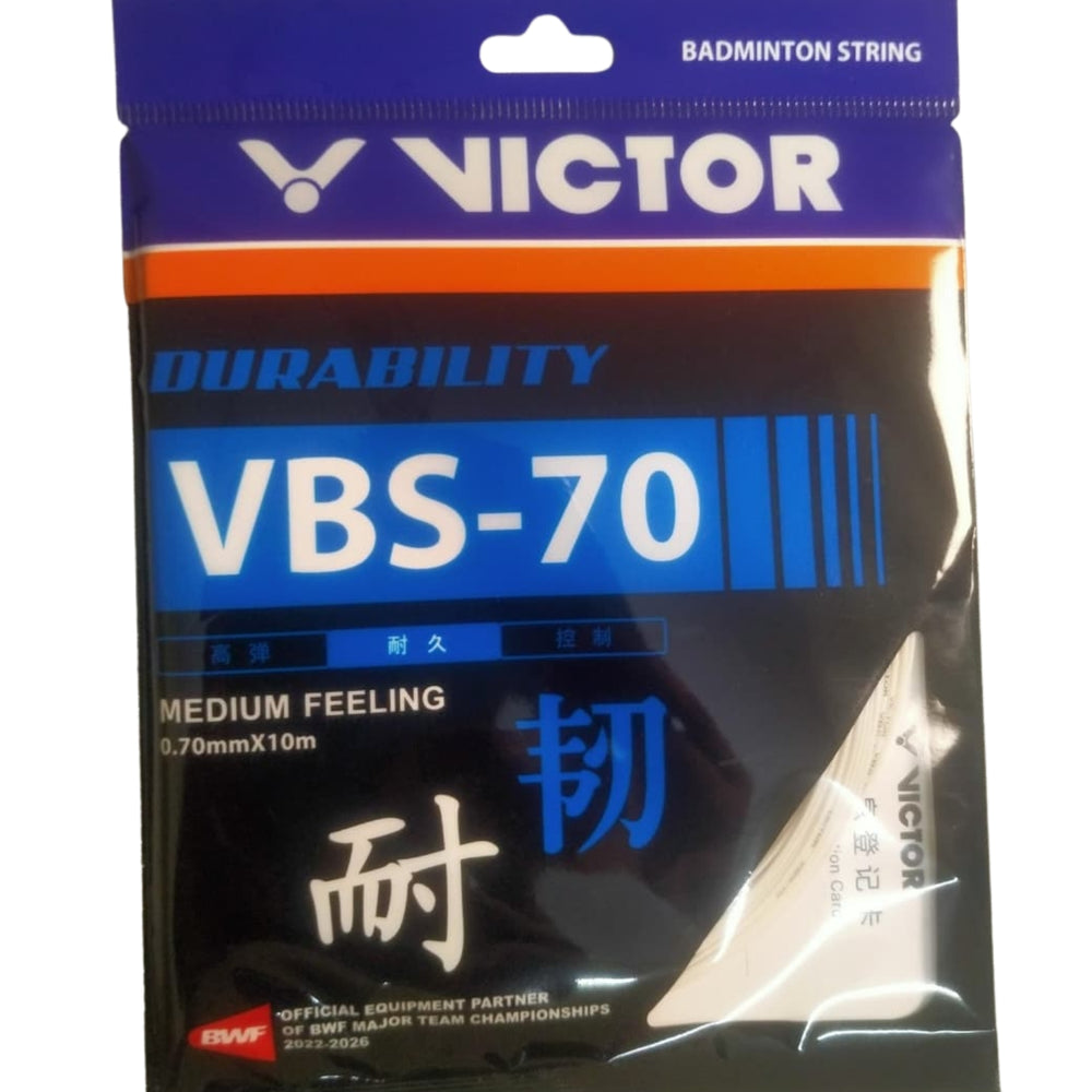 Victor VBS-70 Badminton String – 0.70mm Durable Multifilament String with Medium Feel, High Elasticity & Long-Lasting Performanc