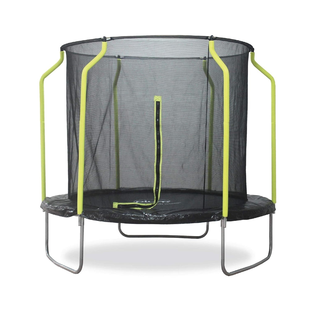 Plum Wave Springsafe Trampoline & Enclosure 8ft | Kids Outdoor Jumping Trampoline with Protective Net | Black/Green | Model 30246