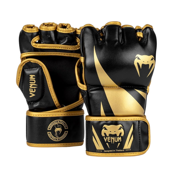 Venum Challenger 2.0 MMA Gloves | Open Palm Training Gloves with High Density Padding & Secure Wrist Strap | Black/Gold
