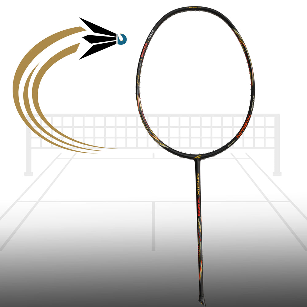 HUNDRED Nitrix Thunder Unstrung Badminton Racquet | Head-Heavy Power Frame with Superlight Carbon Fibre | Attack Series - Best Price online Prokicksports.com