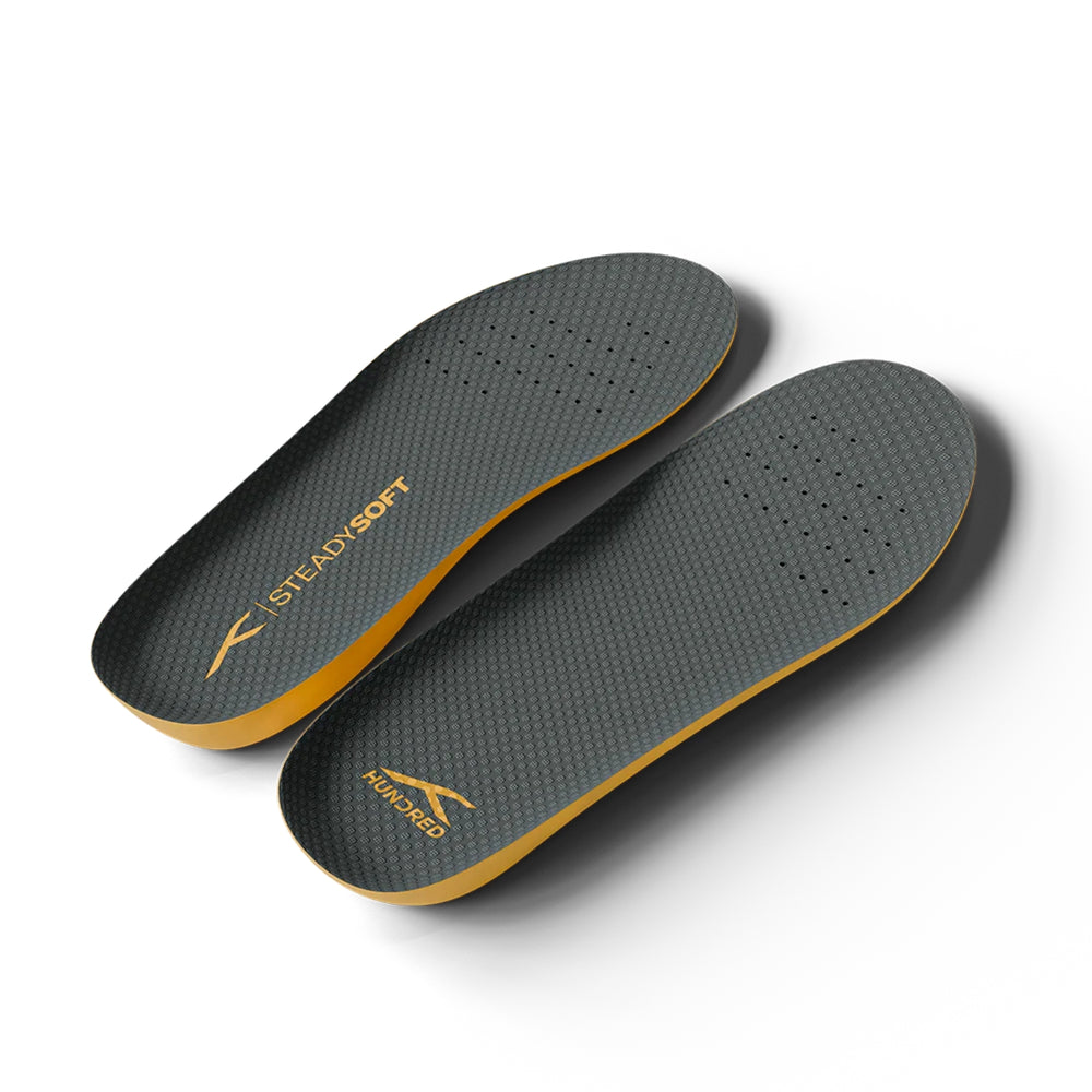 HUNDRED Steady Soft Insoles, Dark Grey/Yellow | Anti-Slip Cushioned Sports Insole with Breathable Comfort - Best Price online Prokicksports.com