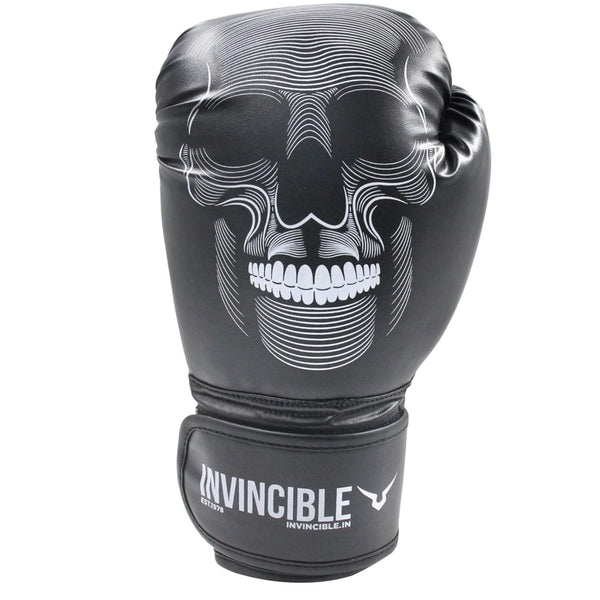 Invincible Skull Boxing Gloves | Premium Synthetic Leather | MMA, Training, Heavy Bag | Hook & Loop Closure - Men & Women