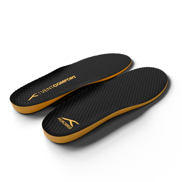 HUNDRED Vent Comfort Insoles, Black/Orange | Breathable Honeycomb Cushion Insole with Shock Absorption & Arch Support