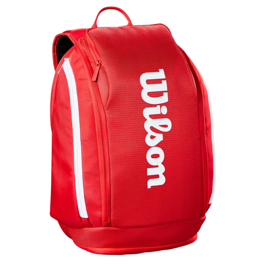 Wilson WR8036901001 Super Tour Backpack Red | Professional Tennis Bag for Racquets, Shoes & Gear | Lightweight, Durable Sports Backpack for Players