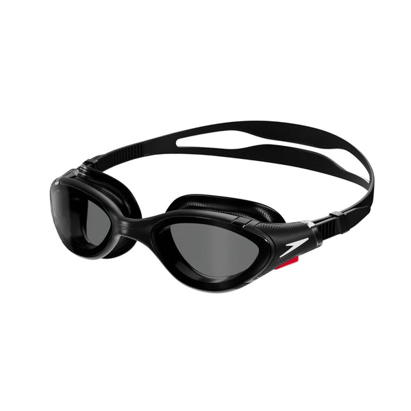 Speedo Biofuse 2.0 Swimming Goggles – Adult | Anti-Fog UV Protection Lenses with Biofuse Comfort Technology, Super Soft Seals & Push Button Adjustable Strap - Black/Smoke
