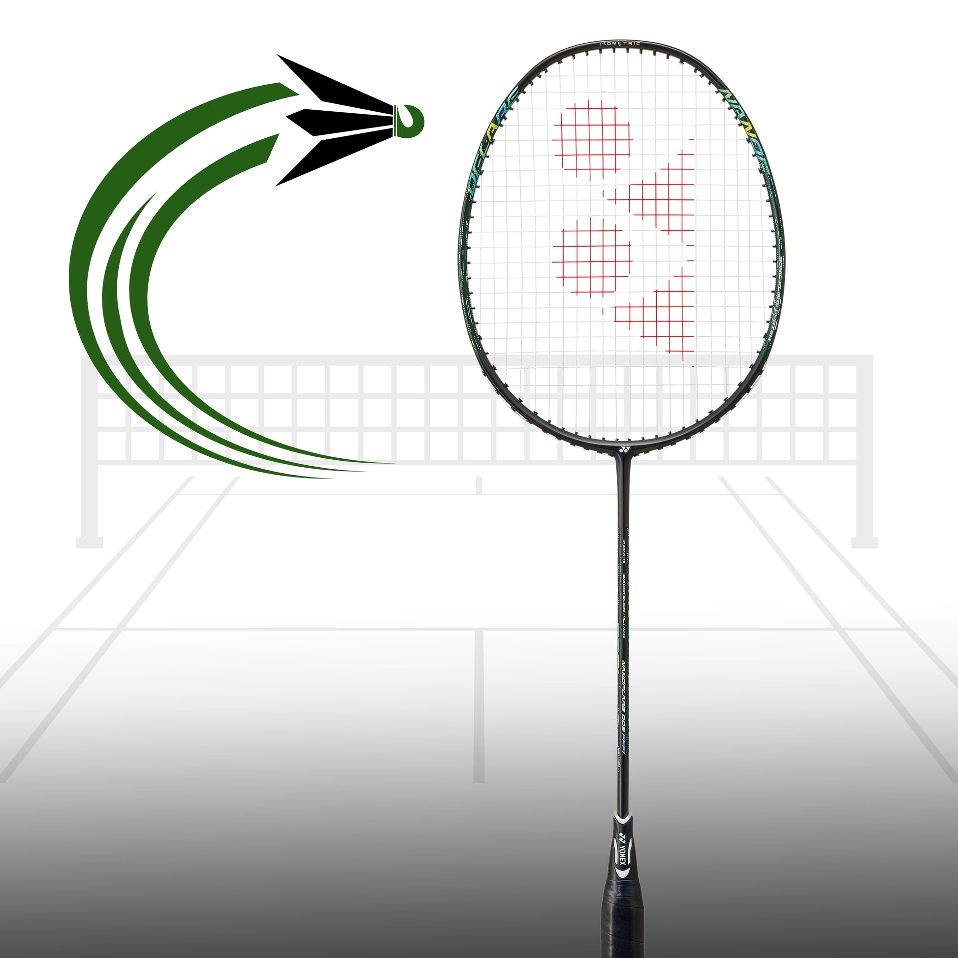 Yonex Nanoflare 002 Feel Strung Badminton Racquet – 4U4 (Black/Green) | Head-Light Speed with Flexible Shaft & ISOMETRIC Frame - Best Price online Prokicksports.com