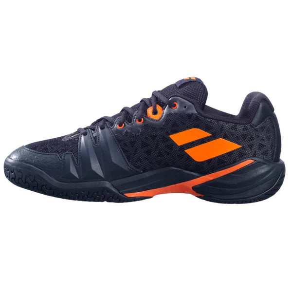 Babolat Shadow 4 Men Badminton Shoes – Lightweight Indoor Court Shoes with Enhanced Stability, Cushioning & Grip for Fast Footwork, Black/Orange